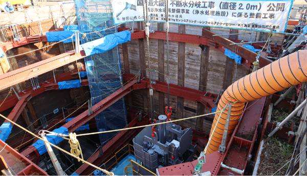 北側立坑（上流側）での不断水分岐工事