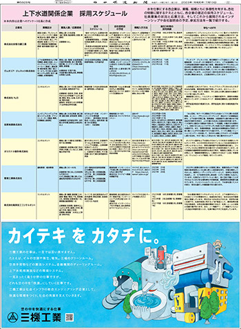 【就活ガイド】　上下水道関係企業　採用スケジュール