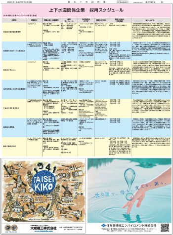 【就活ガイド】　上下水道関係企業　採用スケジュール